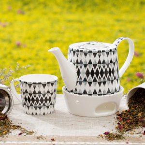 Theepot retro zwart Kunst en Kadootjes