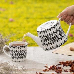 Theepot retro zwart Kunst en Kadootjes