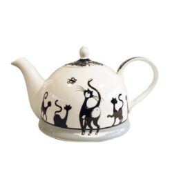 Theepot katten zwart/wit Kunst en Kadootjes