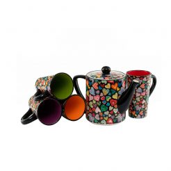 Theepot colored hearts Kunst en Kadootjes