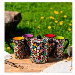 Theepot colored hearts Kunst en Kadootjes