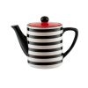 Theepot zwart/wit gestreept Kunst en Kadootjes