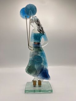 Fille de verre avec ballon - Bleu feu