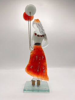 Fille de verre avec ballon - Blanc et rouge