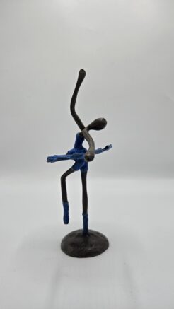 Statue de ballerine en bronze – figure féminine en pose de danse avec patine bleue (20 cm)
