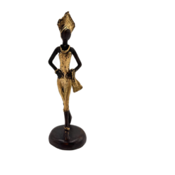 African Gold Statuette of Lady with Hands on Hips