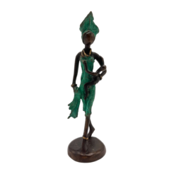 African Green Statue of Mother and Child