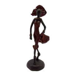 African Red Statue of Lady with Hat