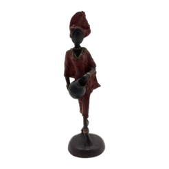 African Red Statuette of Lady with Vase