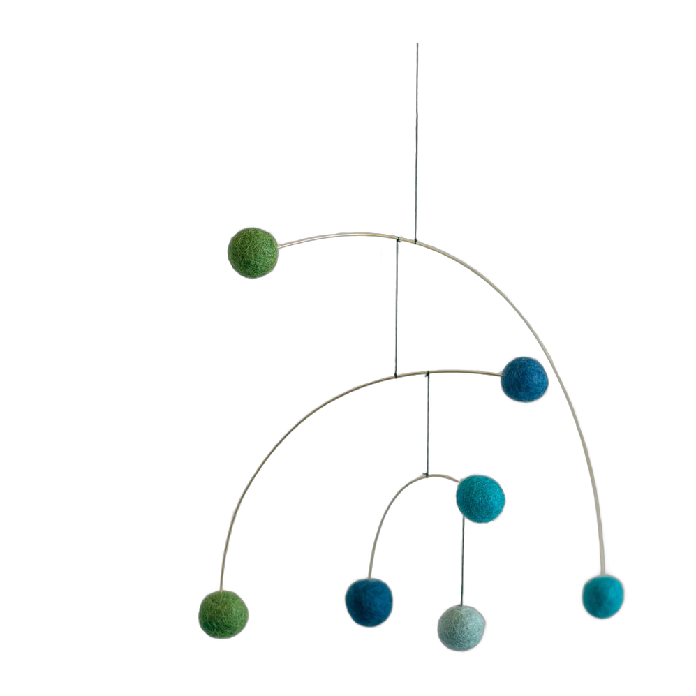 Art suspendu – Boules de feutre (Bleu/Vert)
