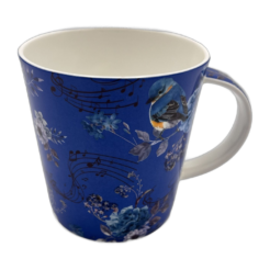 Blauw Mok met muzieknoten en vogels
