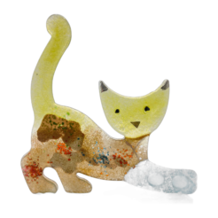 GaDecoGlass - Chat couché grande – Hydra Lime