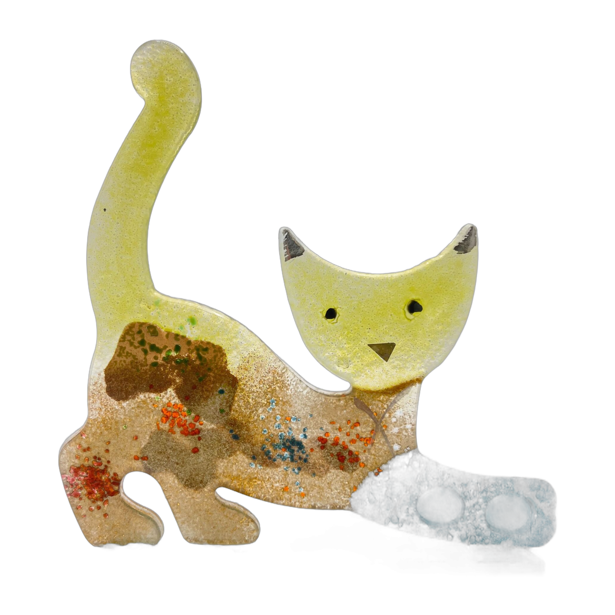 GaDecoGlass - Chat couché grande – Hydra Lime