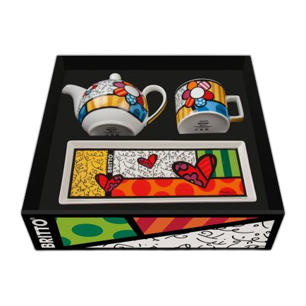 Ensemble Britto 3 pièces avec théière, tasse et plateau