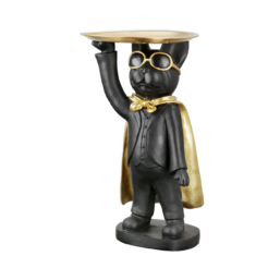 Figurine de chien noir “Hero Dog” avec bol