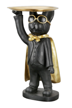 Figurine de chien noir “Hero Dog” avec bol