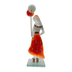 GaDecoGlass - Fille de verre avec ballon – Blanc et rouge