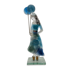 GaDecoGlass - Fille de verre avec ballon – Bleu feu