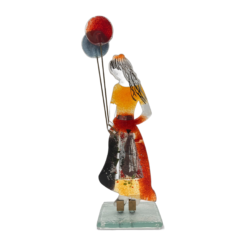 GaDecoGlass - Fille de verre avec ballon – Rouge et noir