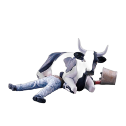 Ni Mu – Cow Sitting on Man (medium resin)