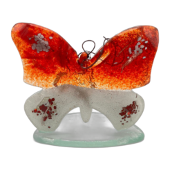GaDecoGlass - Papillon en verre – Blanc et rouge