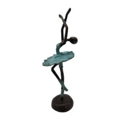 Statue de ballerine en bronze – figure féminine artistique avec détails turquoise (25 cm)