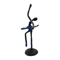 Statue de ballerine en bronze – figure féminine en pose de danse avec patine bleue (20 cm)