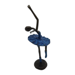 Statue de ballerine en bronze – figure féminine en pose de danse avec patine bleue (25 cm)