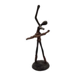 Statue de ballerine en bronze – figure féminine en pose de danse avec patine brun rougeâtre (20 cm)