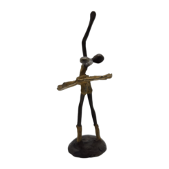 Statue de ballerine en bronze – figure féminine en pose de danse avec patine ocre (20 cm)