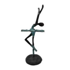 Statue de ballerine en bronze – figure féminine en pose de danse avec patine turquoise (20 cm)
