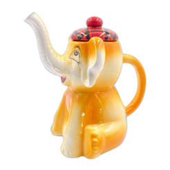 Théière design elephant avec chapeau tartan
