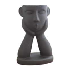 Vase en céramique avec visage (noir)